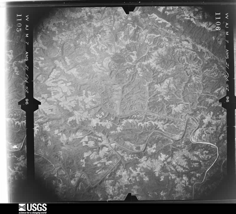U.S. Geological Survey aerial photograph, 1952-02-21, scale 1:69000