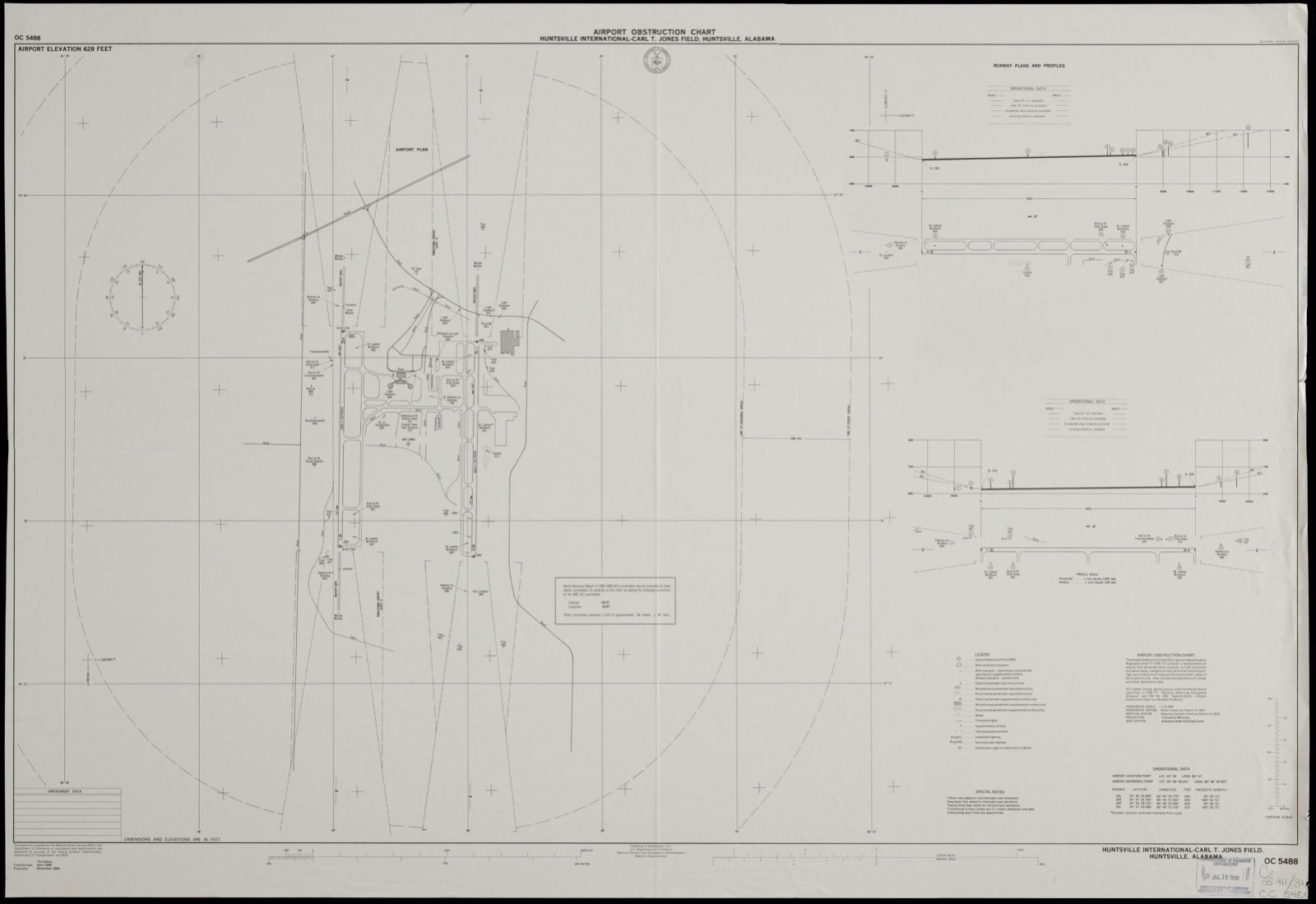 Airport obstruction chart, OC 5488, Huntsville International-Carl T. Jones Field, Huntsville, Alabama, Boston Public Library - undated