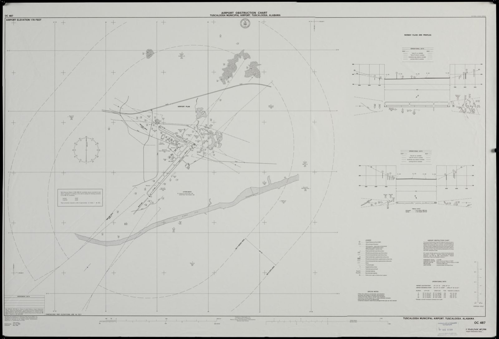 Airport obstruction chart, OC 487, Tuscaloosa Municipal Airport, Tuscaloosa, Alabama, Boston Public Library - undated