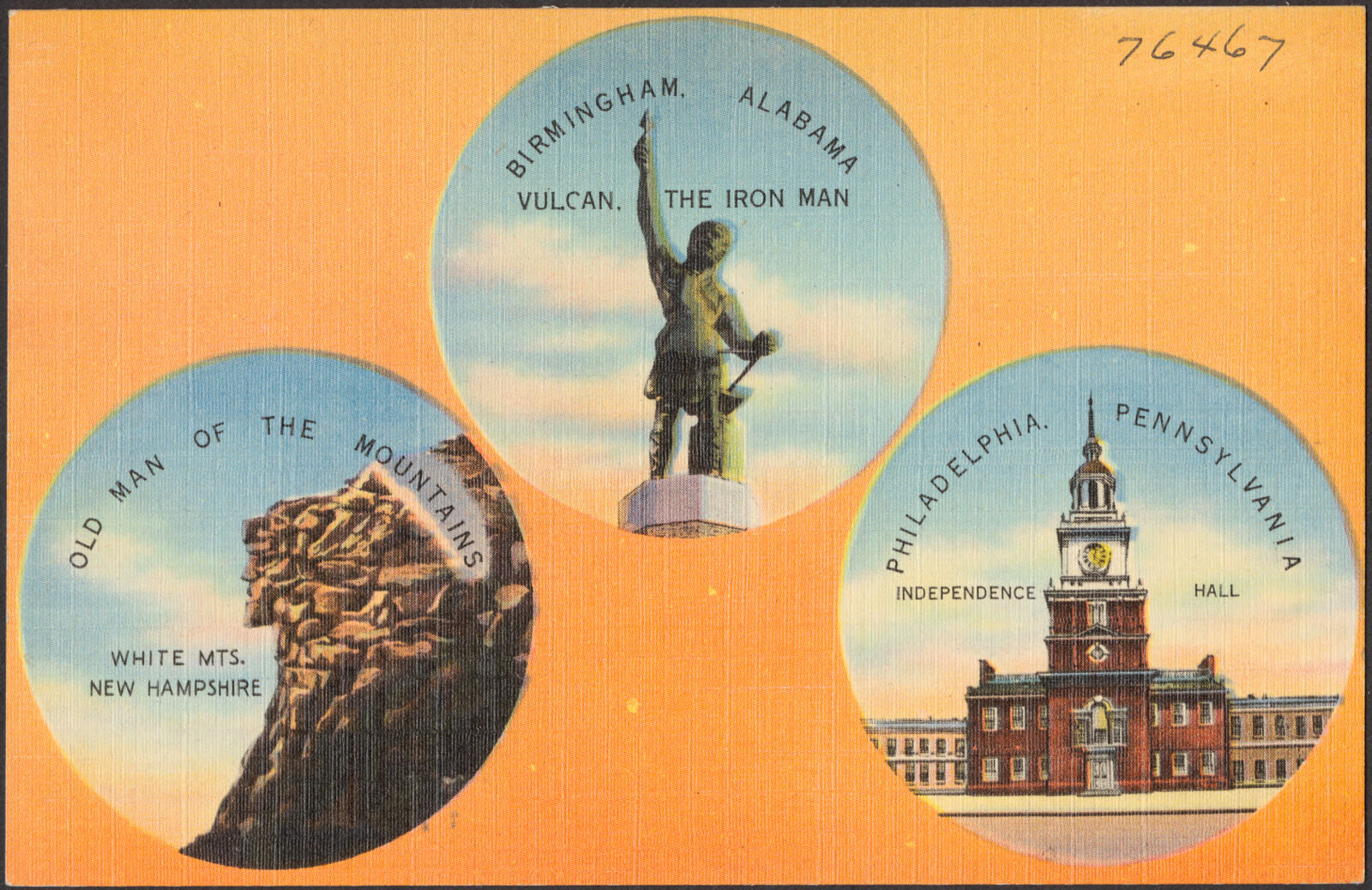 Birmingham, Alabama, Vulcan, the iron man. Old Man of the Mountains, White Mts., New Hampshire. Philadelphia Pennsylvania, Independence Hall, Boston Public Library - undated