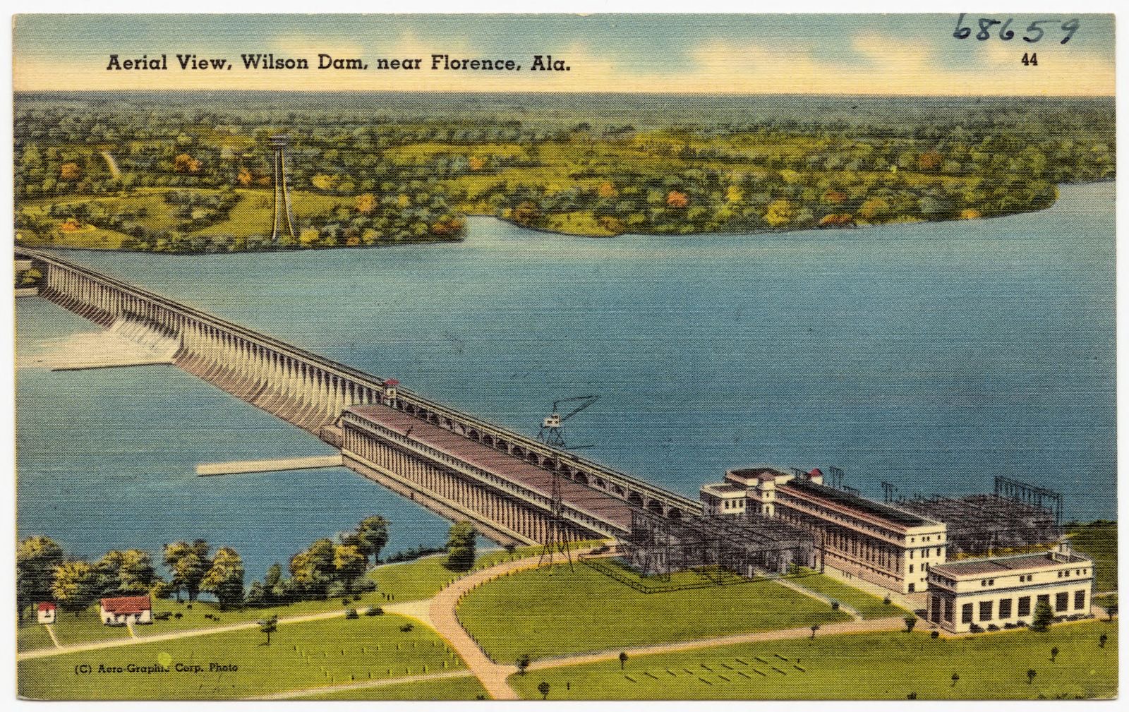 Aerial view, Wilson Dam, near Florence, Ala., Boston Public Library - undated