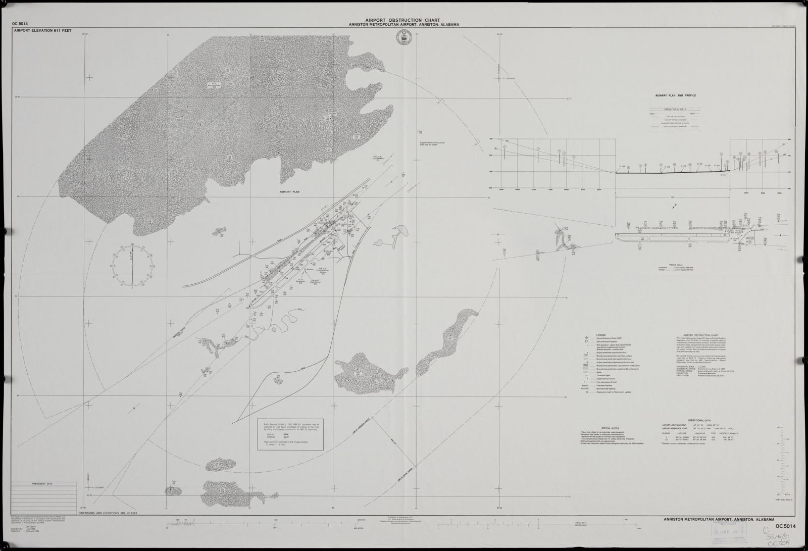 Airport obstruction chart, OC 5014, Anniston Metropolitan Airport, Anniston, Alabama, Boston Public Library - undated