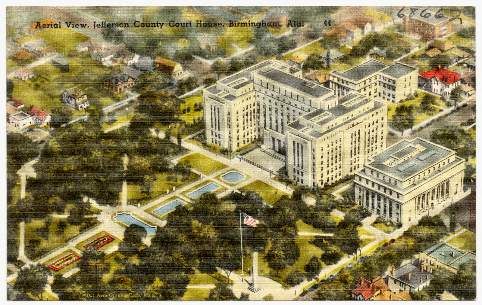 Aerial view, Jefferson County Court House, Birmingham, Ala., Boston Public Library - undated