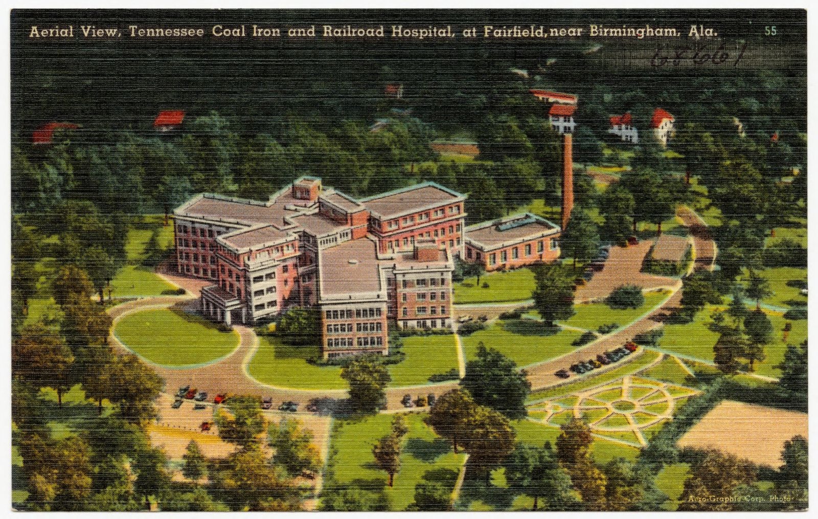Aerial view, Tennessee Coal Iron and Railroad Hospital, at Fairfield, near Birmingham, Ala., Boston Public Library - undated