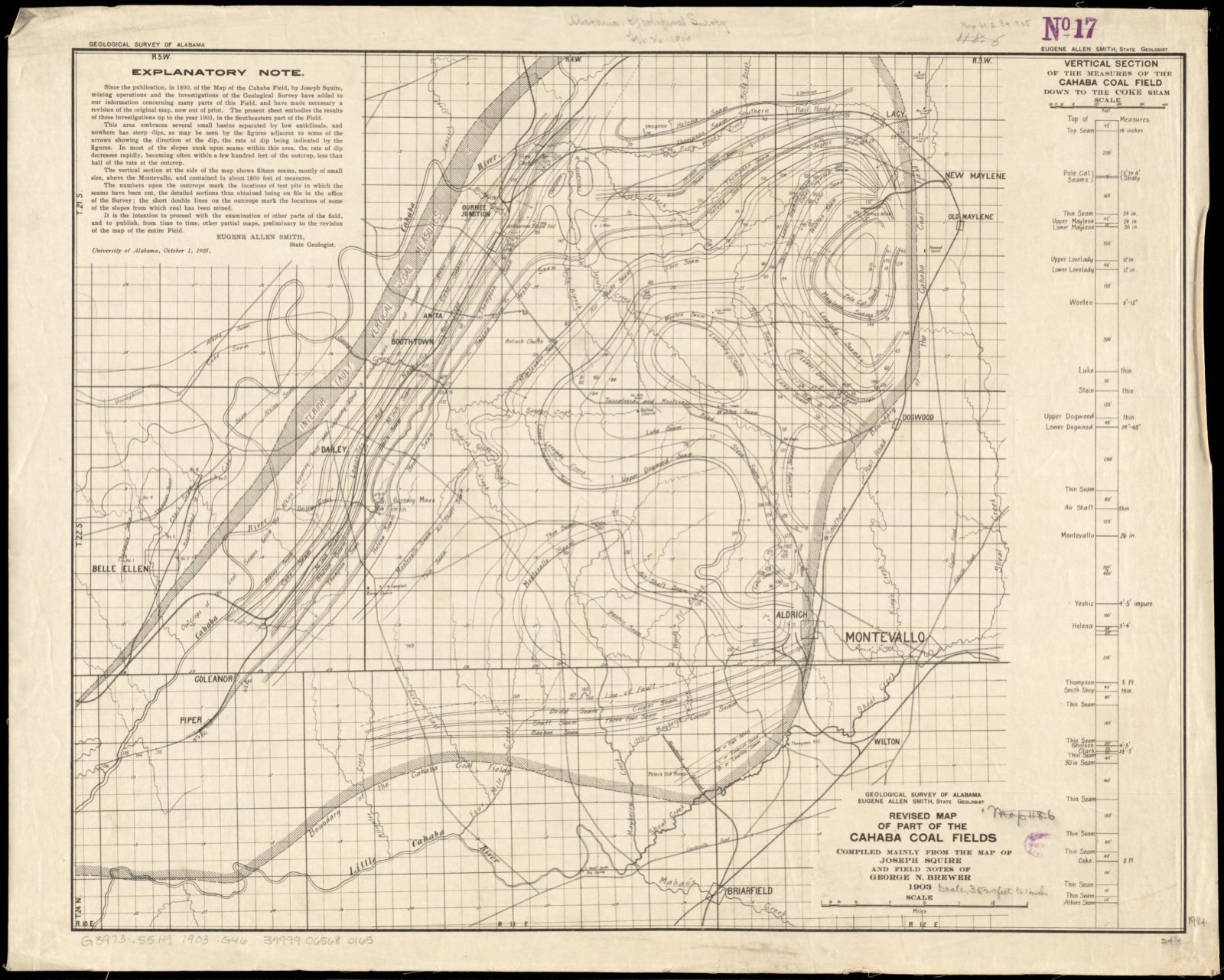 Revised map of part of the Cahaba coal fields, Boston Public Library - undated