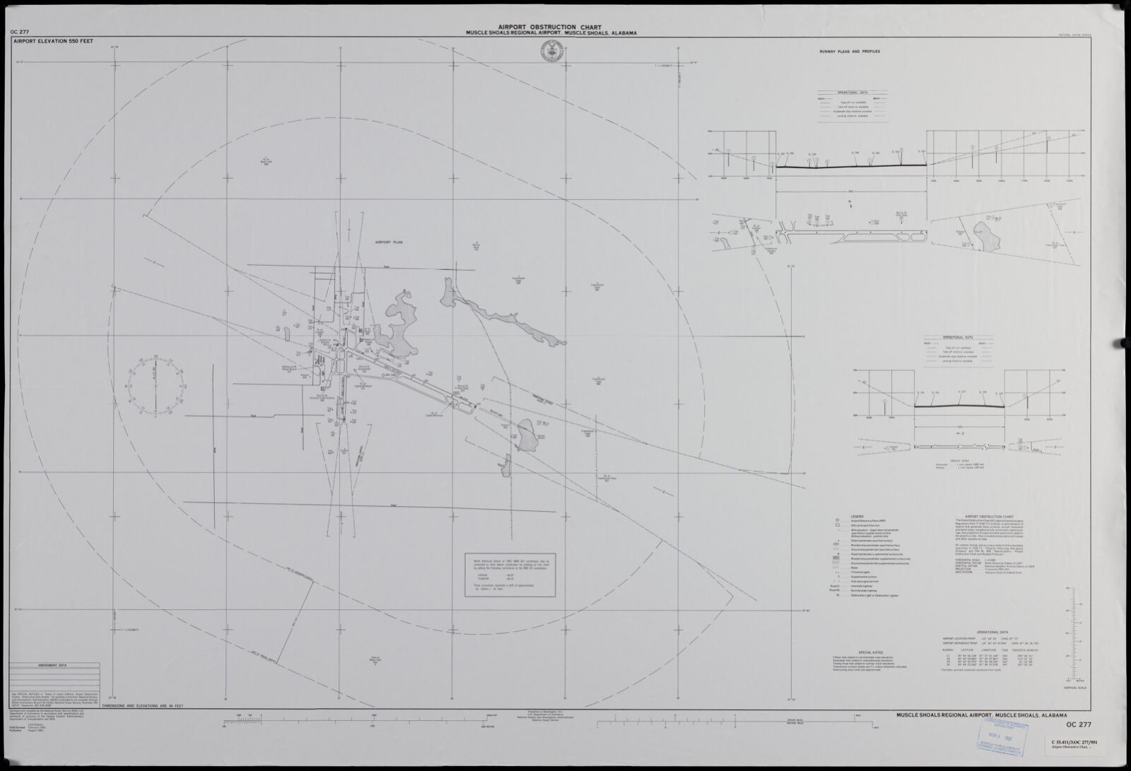 Airport obstruction chart Muscle Shoals Regional Airport, Muscle Shoals, Alabama, Boston Public Library - undated