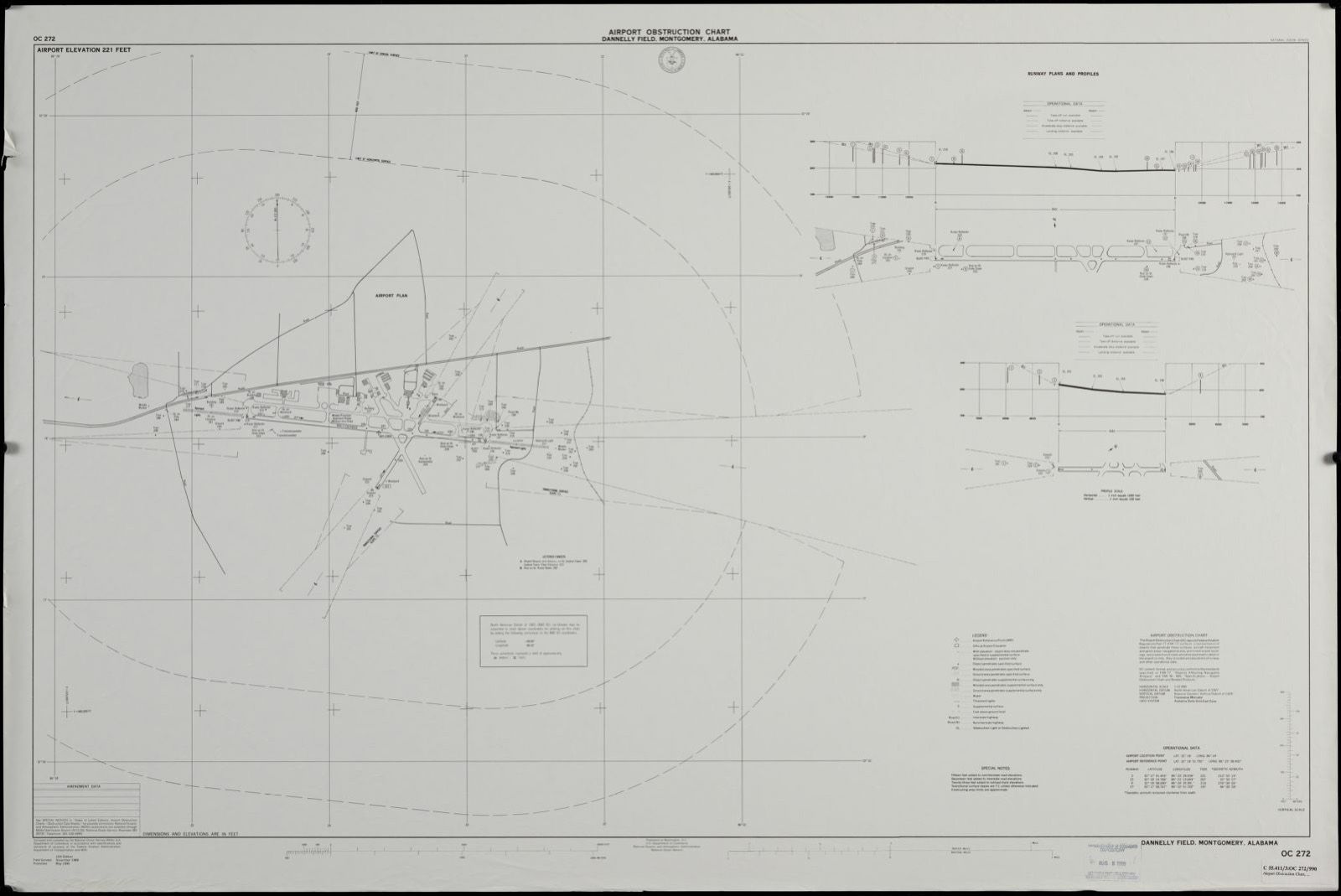 Airport obstruction chart OC 272, Dannelly Field, Montgomery, Alabama, Boston Public Library - undated