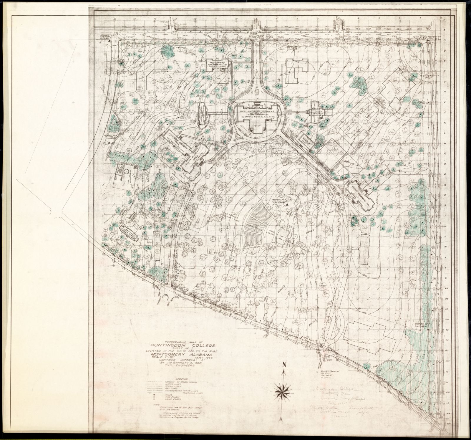 HUNT. COLL./ GENERAL PLAN FOR CAMPUS/ ; SCALE 1"= 50', Frederick Law Olmsted National Historic Site - undated