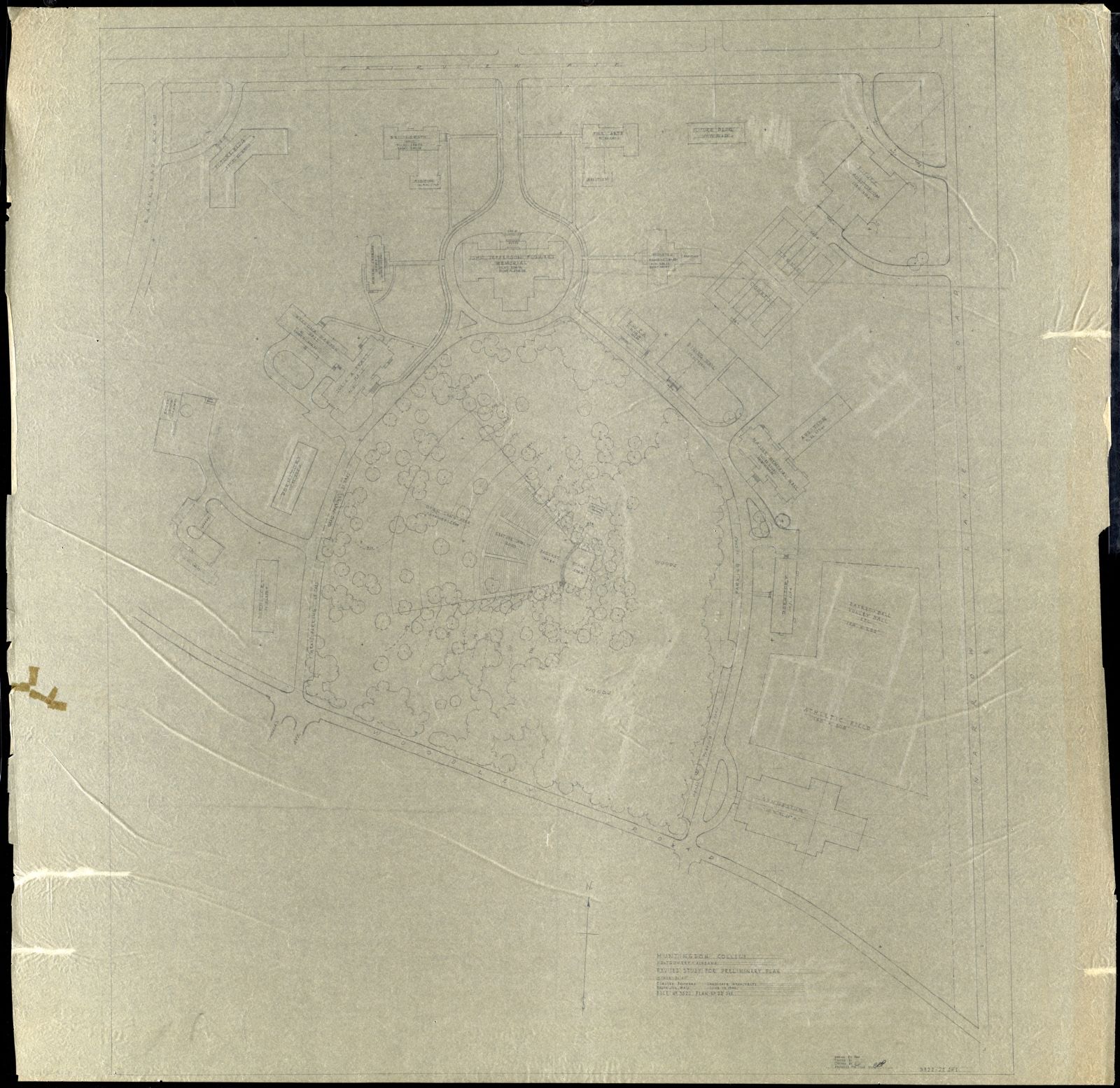 HUNT. COLL./ MONT., ALA./ REVISED STUDY FOR PRELIM. PLAN/ ; SCALE 1" = 50', Frederick Law Olmsted National Historic Site - undated