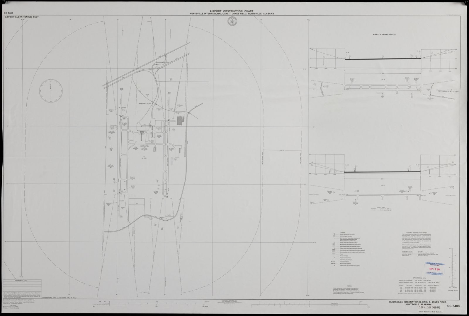 Airport obstruction chart, OC 5488, Huntsville International-Carl T. Jones Field, Huntsville, Alabama, Boston Public Library - undated