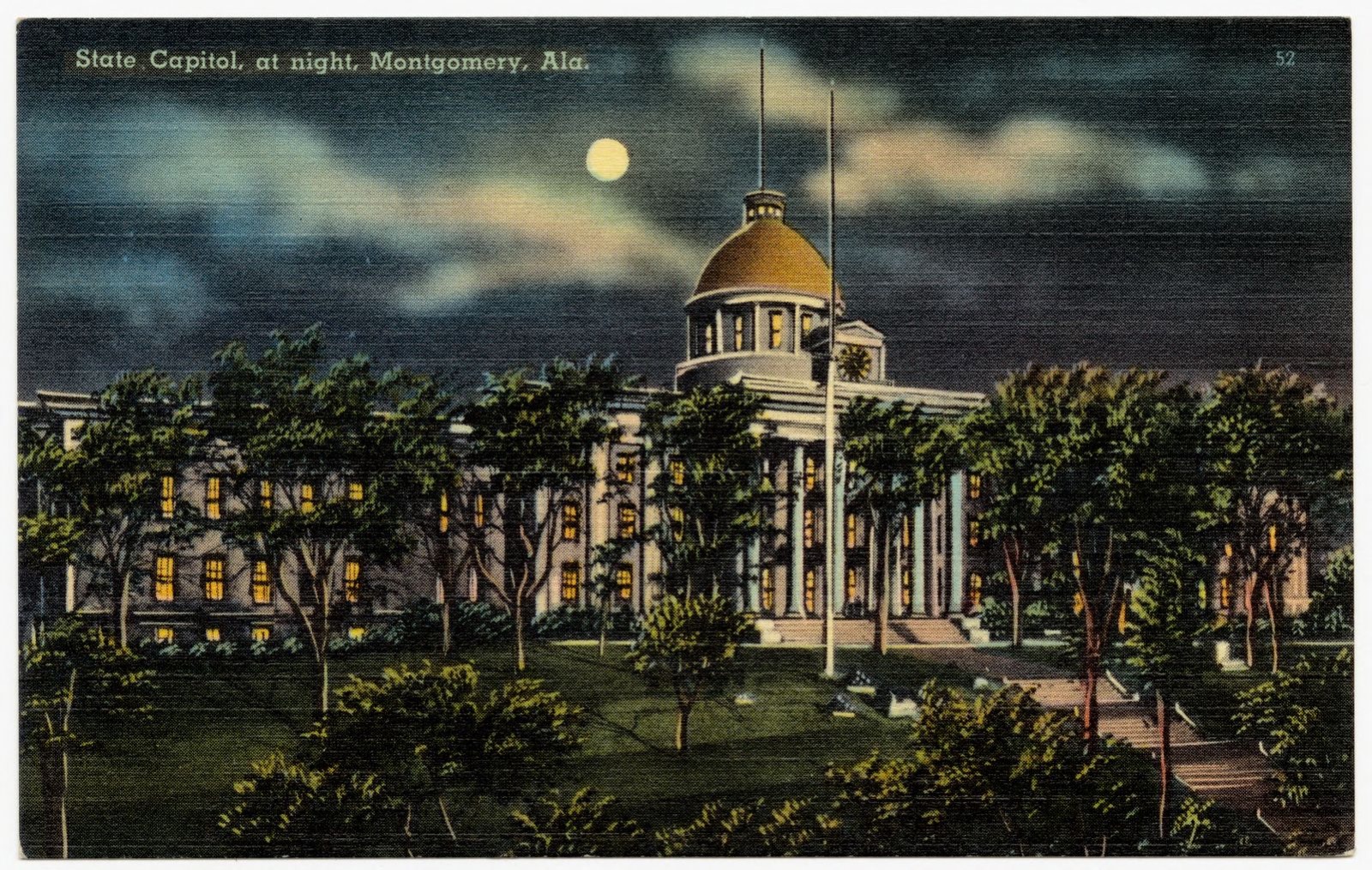 State Capitol at night, Montgomery, Ala., Boston Public Library - undated