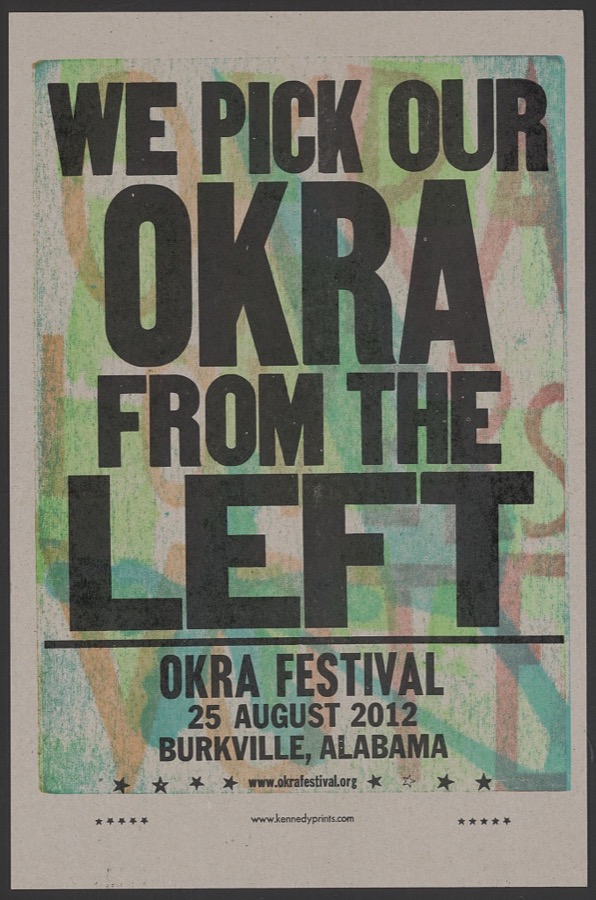 We pick our okra from the left. -- Okra Festival, 25 August 2012, Burkville, Alabama