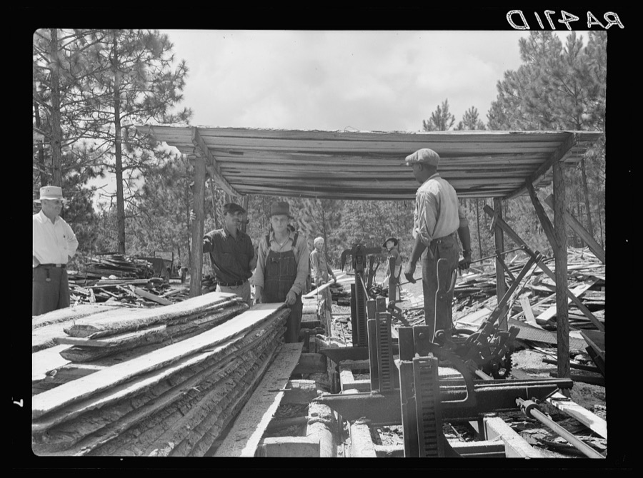 Sawmill. New houses are built with timber cut on the project. Skyline Farms, Alabama