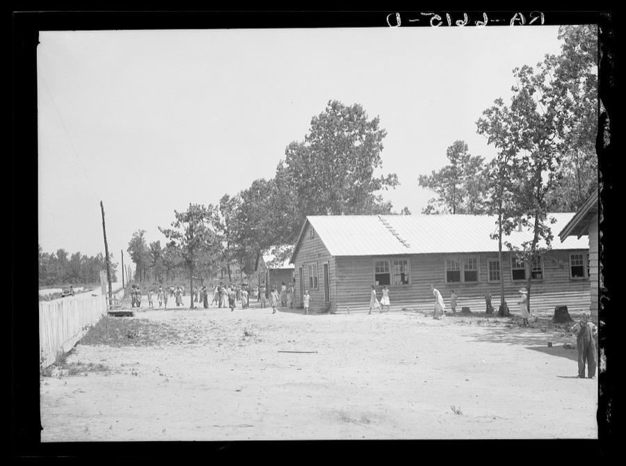 Schoolhouse and school scene at the Skyline Farms near Scottsboro, Alabama