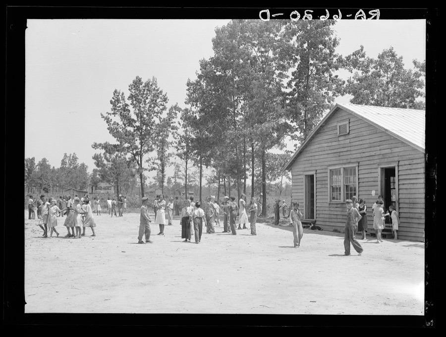 Schoolhouse and school scene at the Skyline Farms near Scottsboro, Alabama