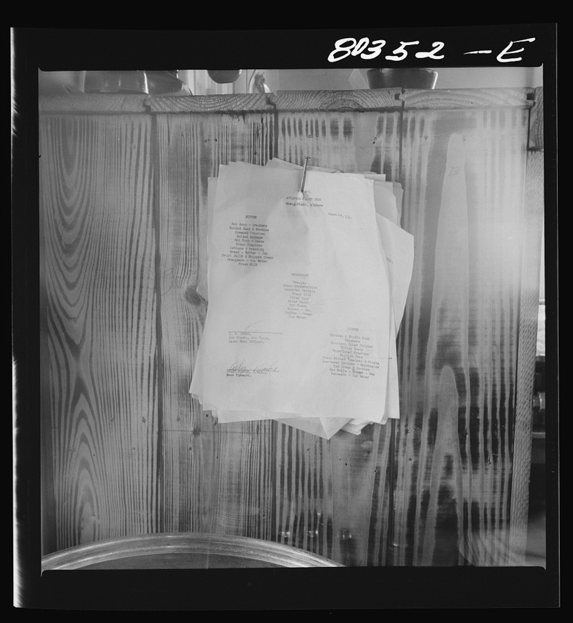 "Manifesto of security." FSA "Food for Defense" program insures a sturdy diet for the men in training. Craig Field, Southeastern Air Training Center, Selma, Alabama