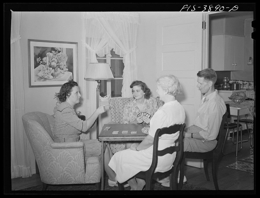 Sheffield, Alabama (Tennessee Valley Authority (TVA)). Mr. and Mrs. Hall play bridge with their neighbors