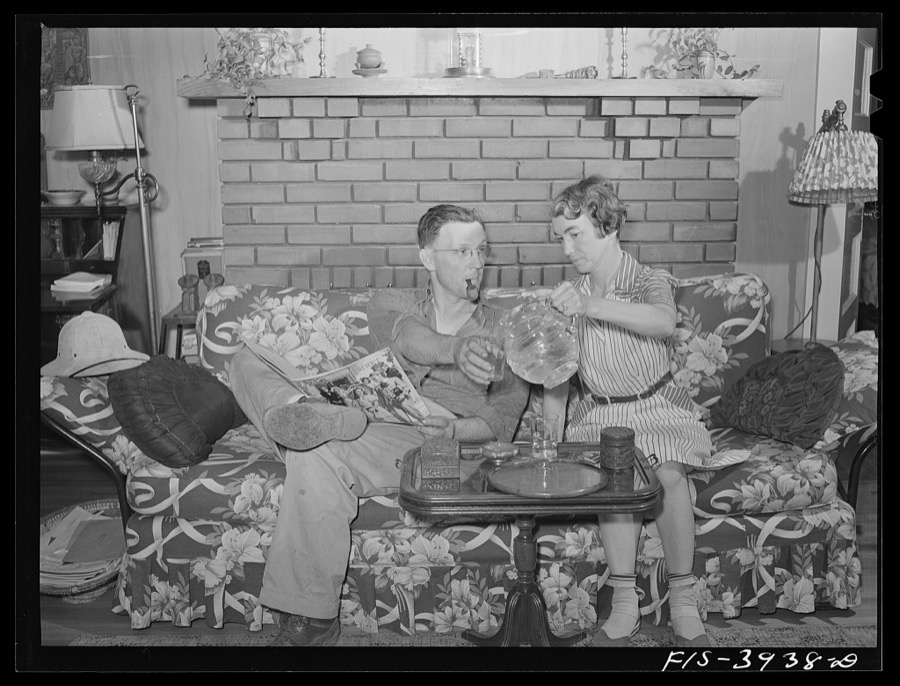 Lauderdale County, Alabama. Tennessee Valley Authority (TVA). Mrs. Case playing the piano for her husband