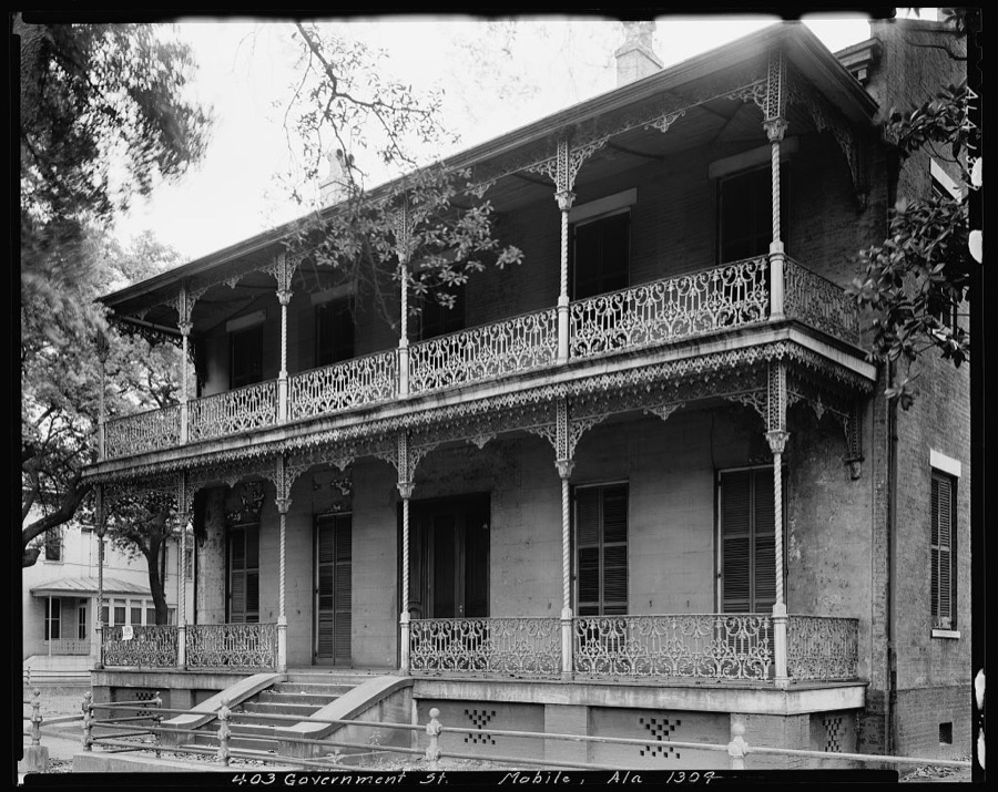 House, 403 Government St., iron work detail, Mobile, Mobile County, Alabama