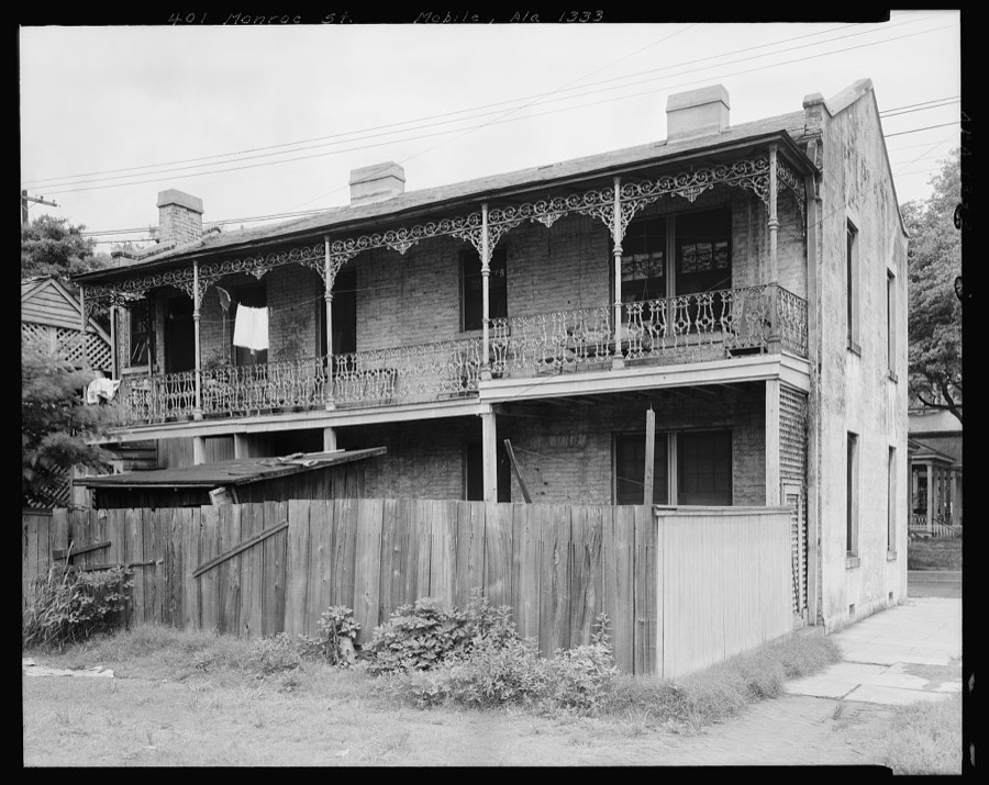 House, 401 Monroe St., rear balcony, Mobile, Mobile County, Alabama