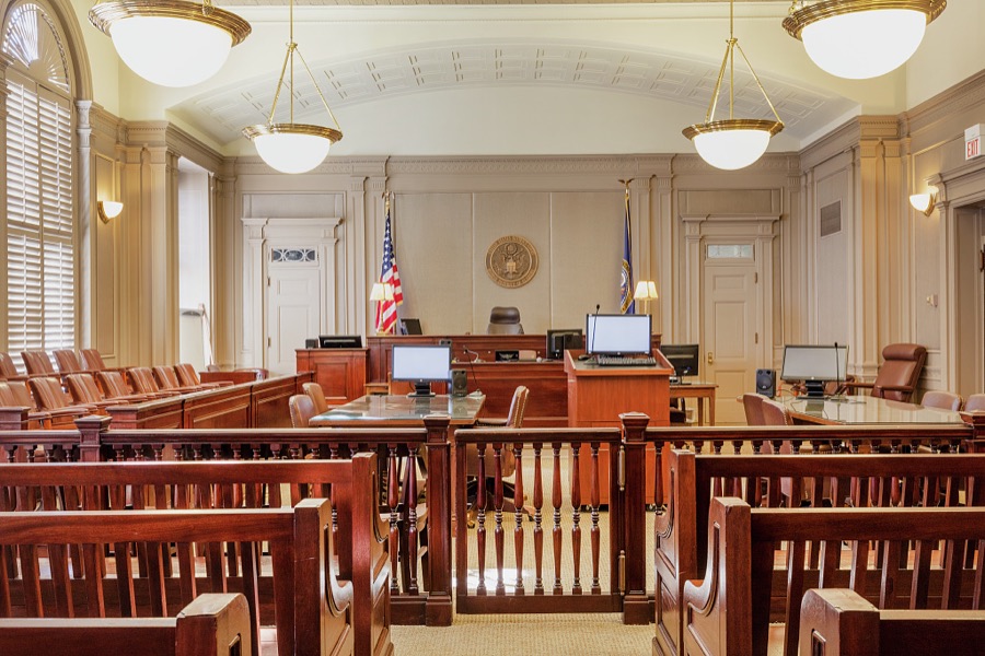 Courtroom in the George W. Andrews Federal Building and U.S. Courthouse is a historic government building in Opelika, Alabama
