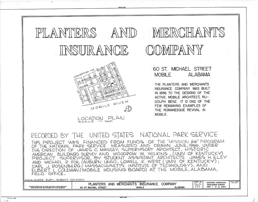Planters & Merchants Insurance Company, 60 Saint Michael Street, Mobile, Mobile County, AL