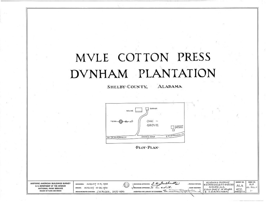 Mule Cotton Press, Dunham Plantation, County Road 17, Helena, Shelby County, AL