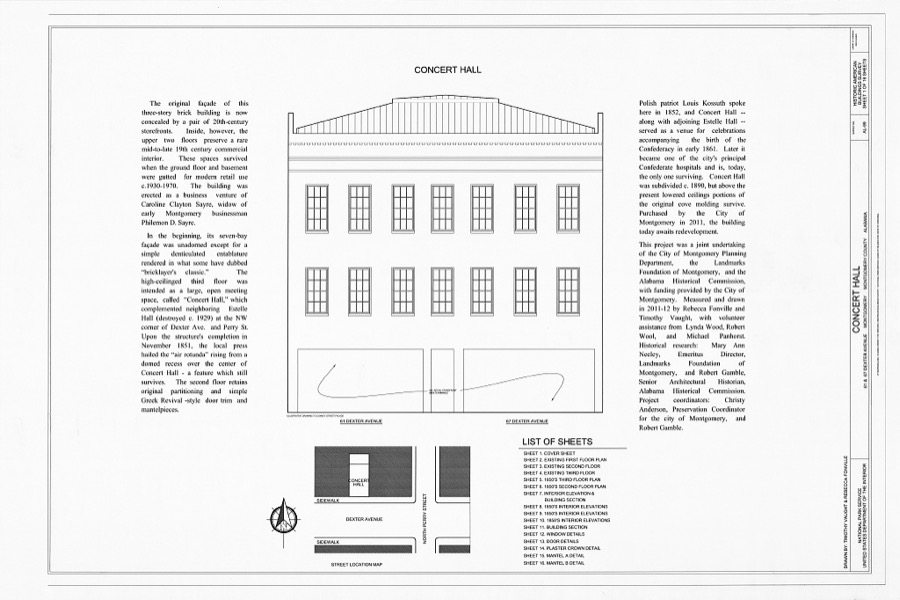 Concert Hall, 61 & 67 Dexter Avenue, Montgomery, Montgomery County, AL