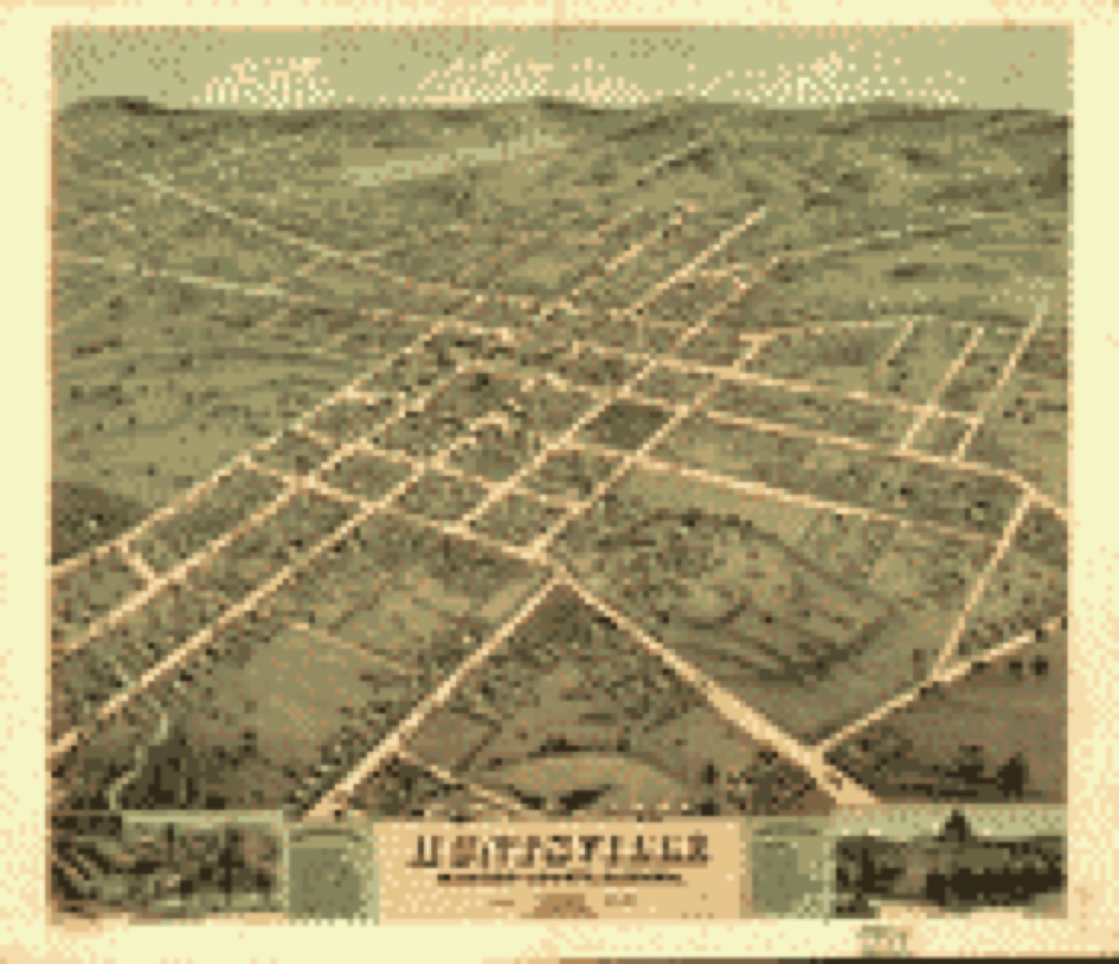 Bird's-eye view, 1871 - Bird's eye view of the city of Huntsville, Madison County, Alabama 1871