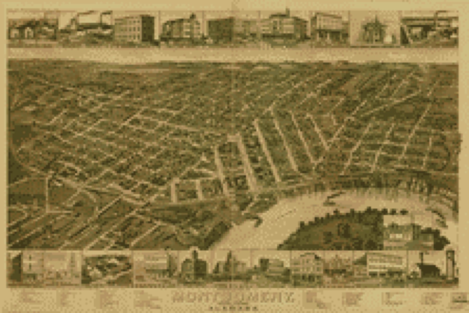Bird's-eye view, 1887 - Perspective map of Montgomery, State capital of Alabama