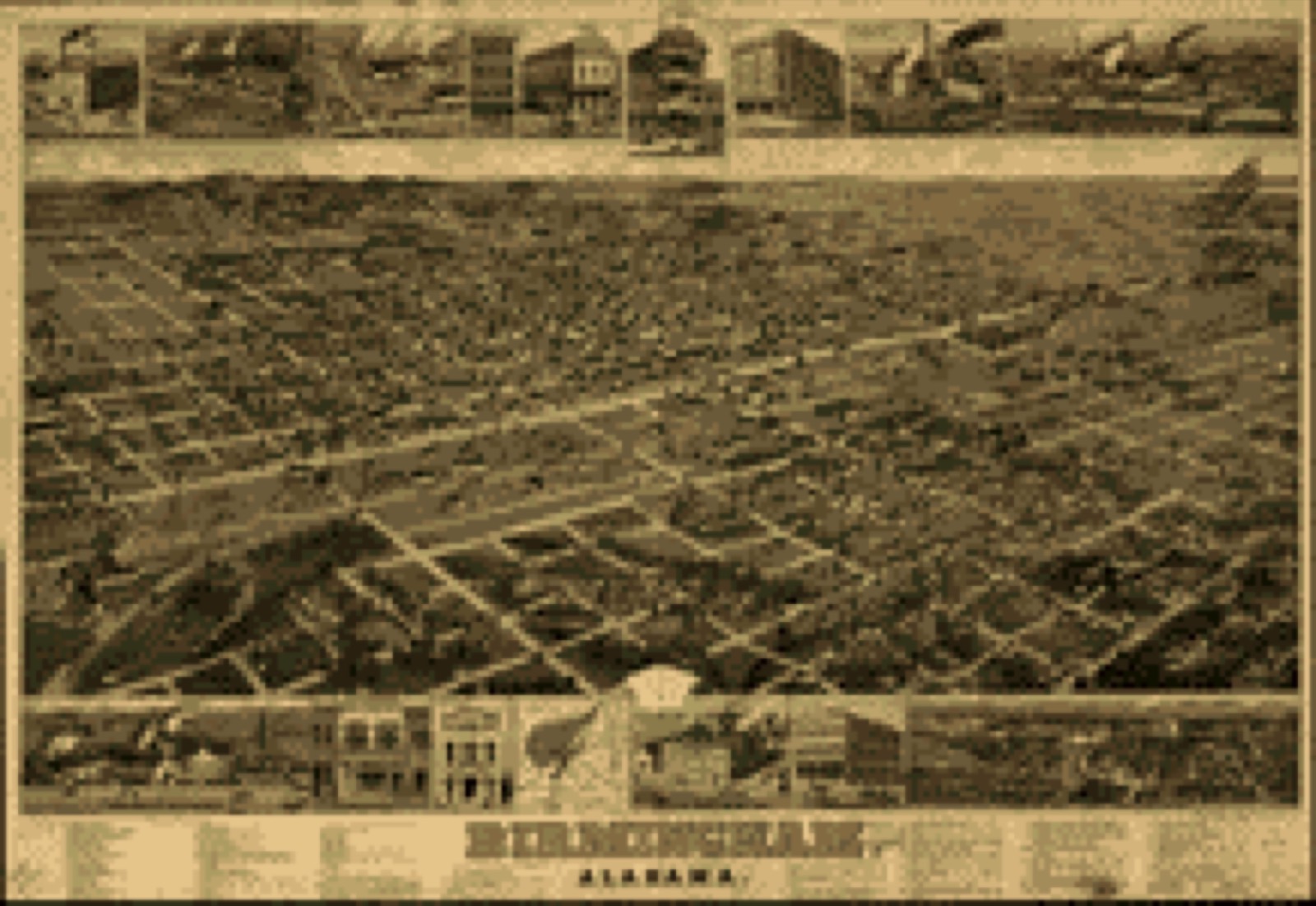 Bird's-eye view, 1885 - Birmingham, Alabama