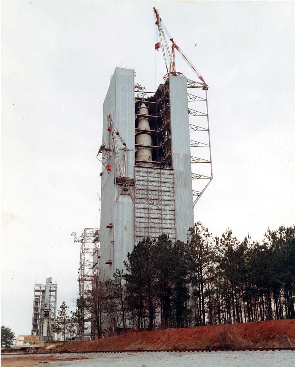 Photograph of Saturn V Dynamic Test Stand