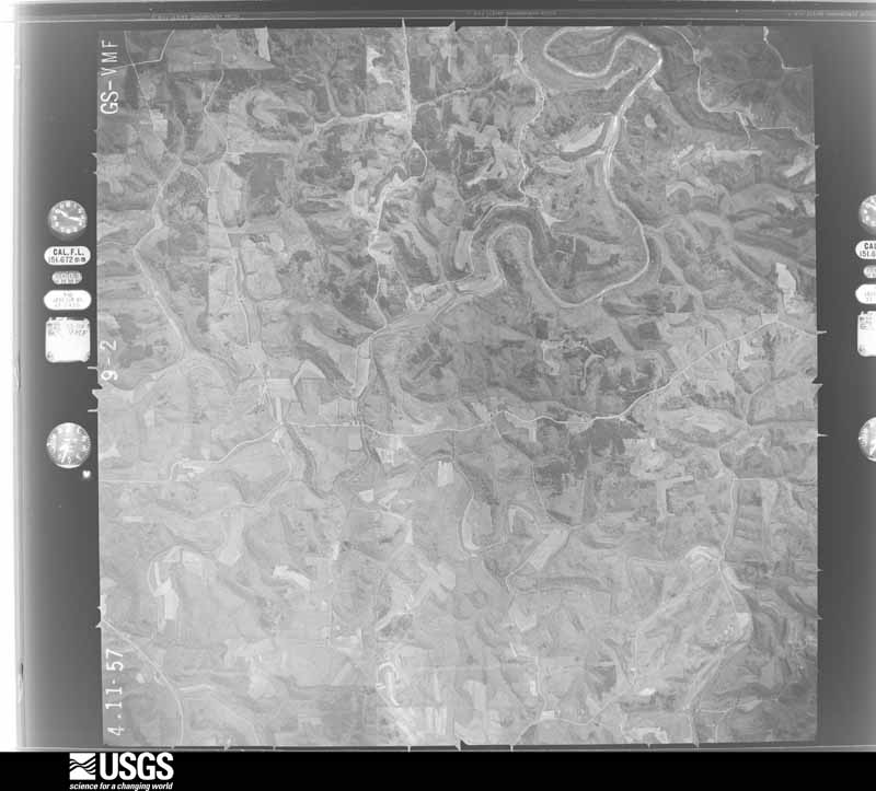 U.S. Geological Survey aerial photograph, 1957-04-11, scale 1:31000