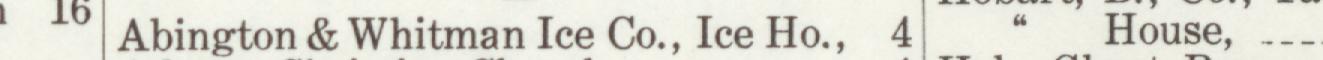 The line reading Abington & Whitman Ice Co., Ice Ho in the 1911 atlas index