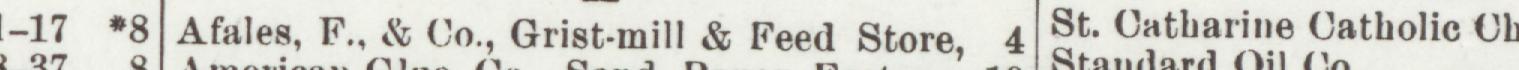 The line reading Afales, F., & Co., Grist-mill & Feed Store in the 1903 atlas index
