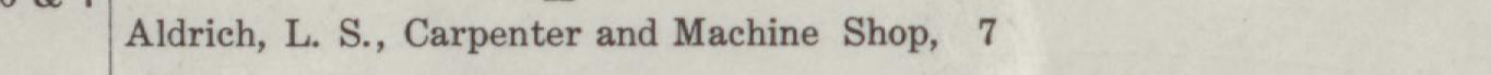 The line reading Aldrich, L. S., Carpenter and Machine Shop in the 1909 atlas index