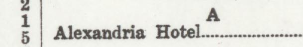 The line reading Alexandria Hotel 4 in the 1926 atlas index