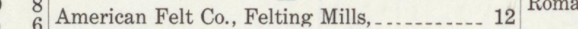 The line reading American Felt Co., Felting Mills in the 1910 atlas index