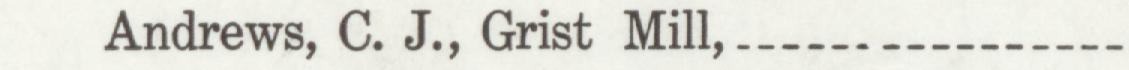 The line reading Andrews, C. J., Grist Mill in the 1914 atlas index