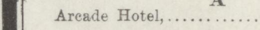 The line reading Arcade Hotel in the 1886 atlas index