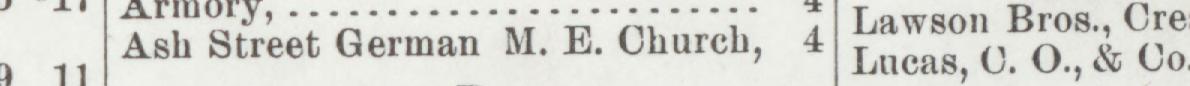The line reading Ash Street German M. E. Church in the 1905 atlas index