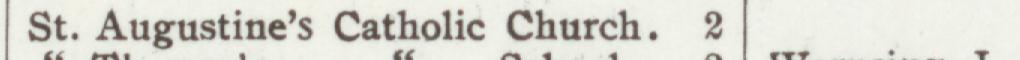 The line reading Augustine's Catholic Church in the 1907 atlas index