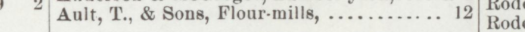 The index line reading Ault, T., & Sons, Flour-mills in the 1900 atlas