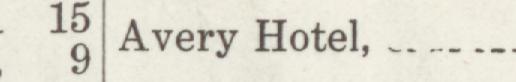 The index line reading Avery Hotel in the 1923 atlas