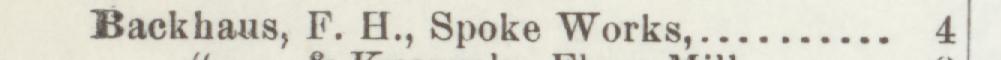 The line reading Backhaus, F. H., Spoke Works in the 1899 atlas index