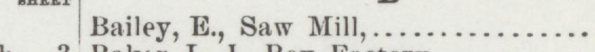 The line reading Bailey, E., Saw Mill in the 1890 atlas index