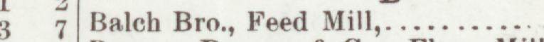 The line reading Balch Bro., Feed Mill in the 1899 atlas index