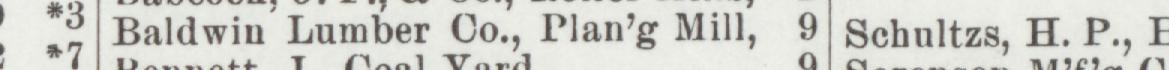 The line reading Baldwin Lumber Co.,Plan'g Mill in the 1904 atlas index