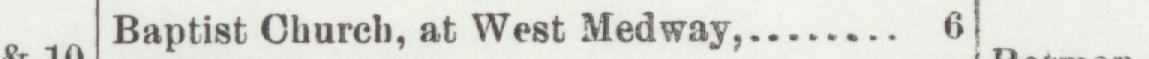 The index line reading Baptist Church, at West Medway in the 1903 atlas
