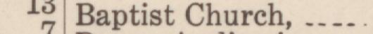 The line reading Baptist Church in the 1923 atlas index